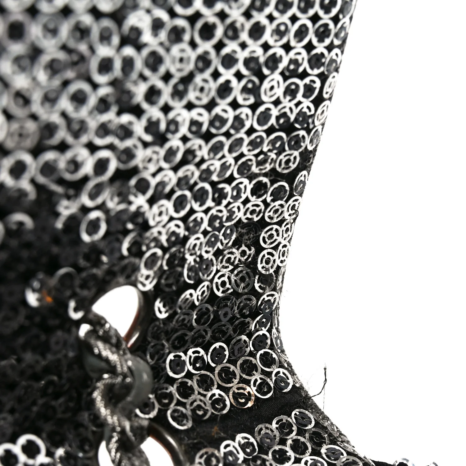 Sequin Medium Single Flap Dark Silver