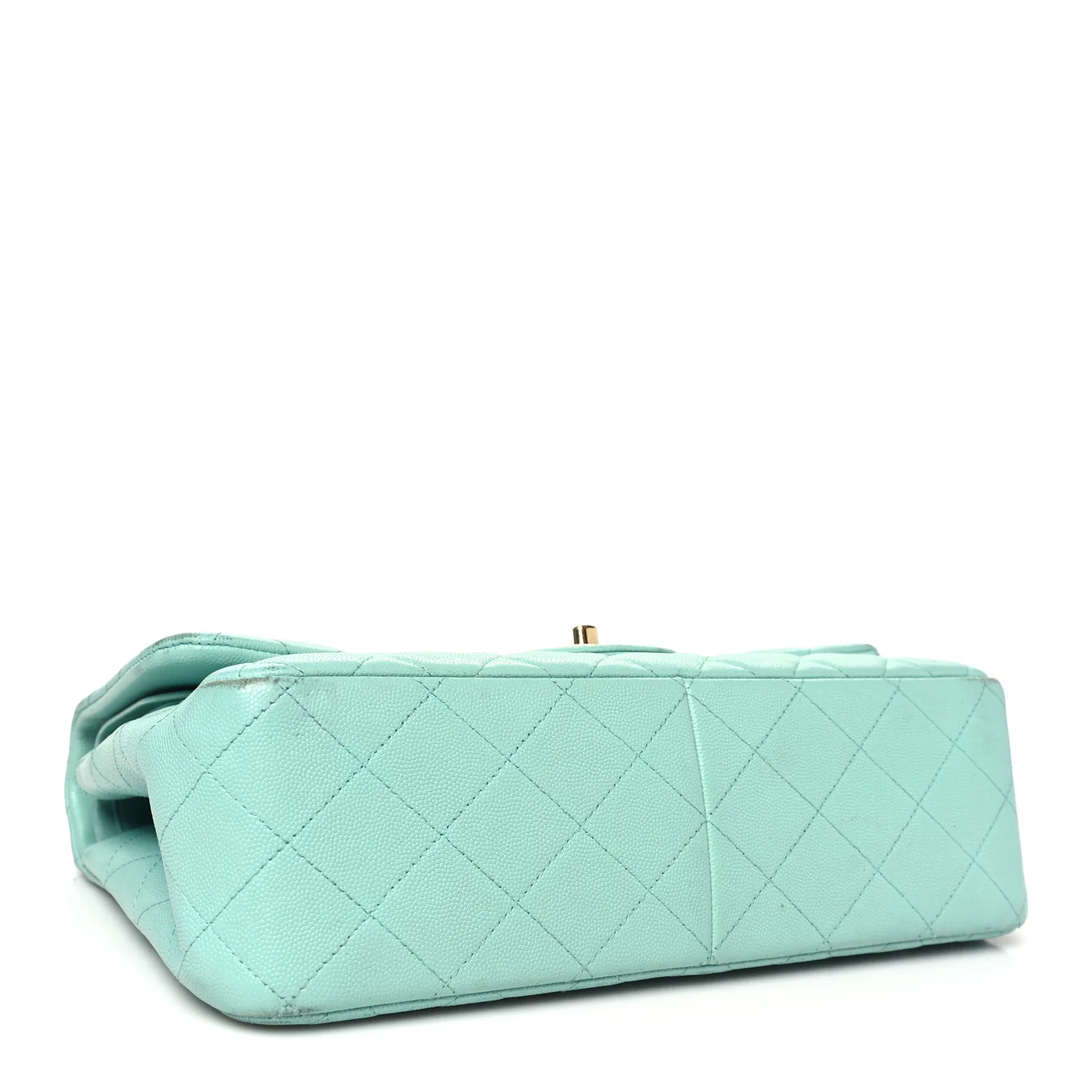 Caviar Quilted Jumbo Double Flap Light Green