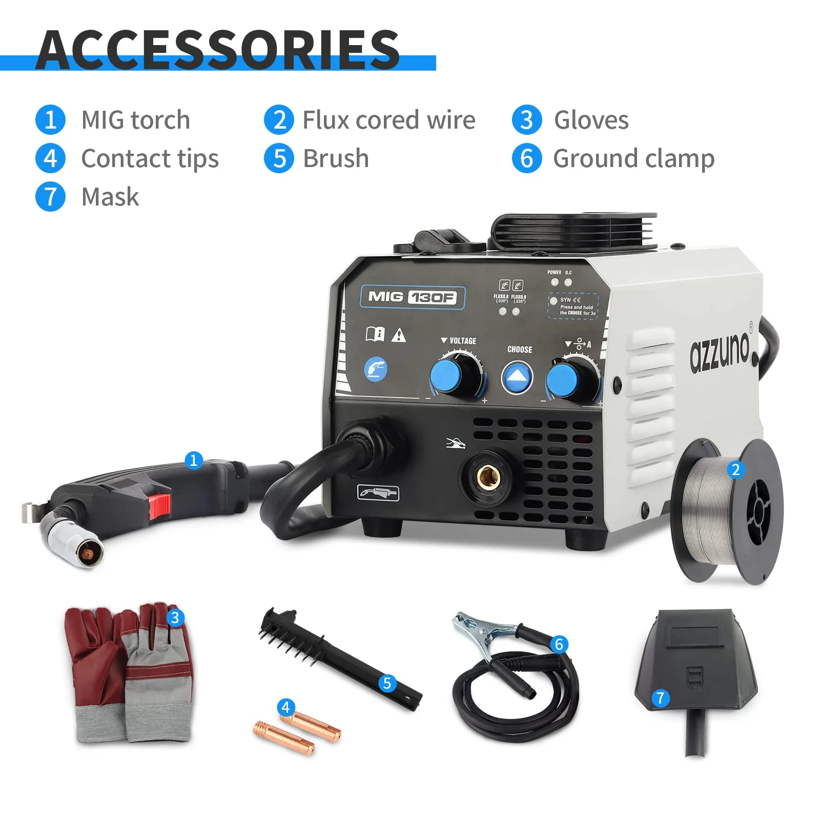 AZZUNO MIG Welder. Flux Core Welder Machine 110V 130Amp
