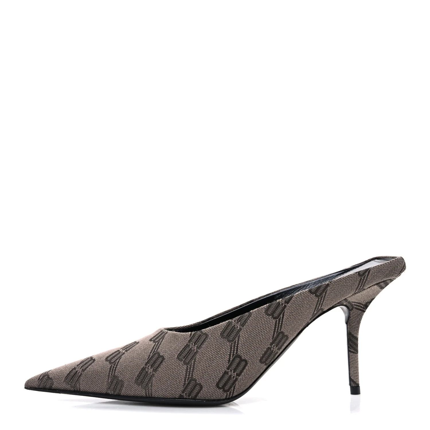 BB Monogram Square Knife 80mm Mule Pumps 38.5 Dark Mink Grey Dark Brown