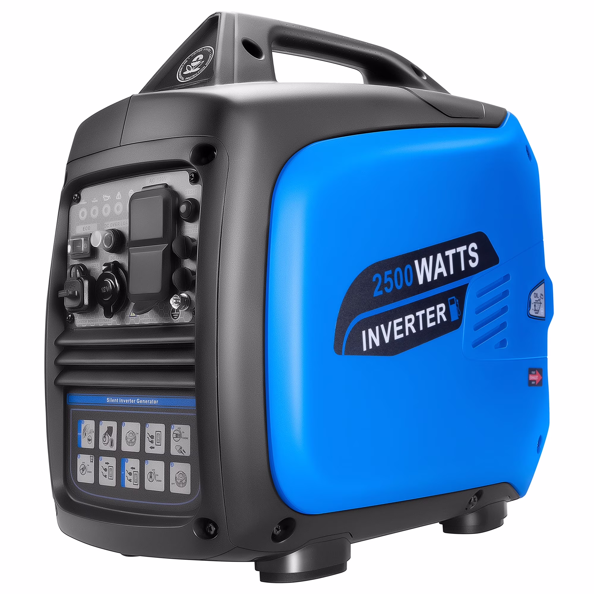 2500-Watt Portable Inverter Generator Gas Powered, EPA Compliant, Parallel Capability, CO Shutdown, Low Noise for Camping and Home Use(Black and Orange) - Image 3