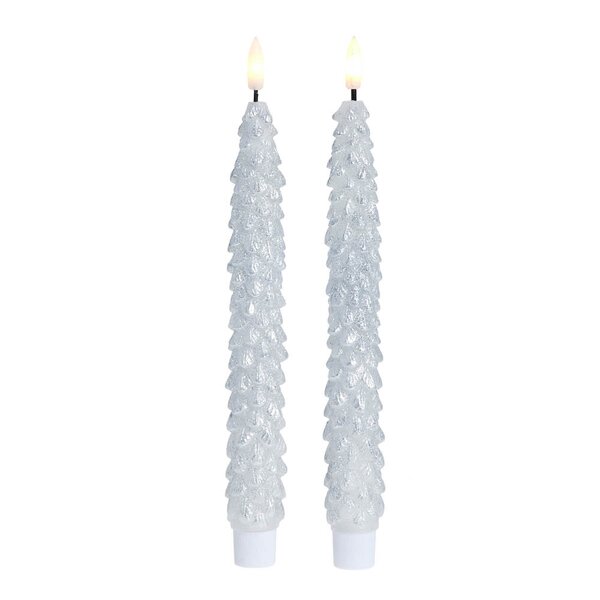 Livia LED-kronelys 25 cm 2 stk sølv