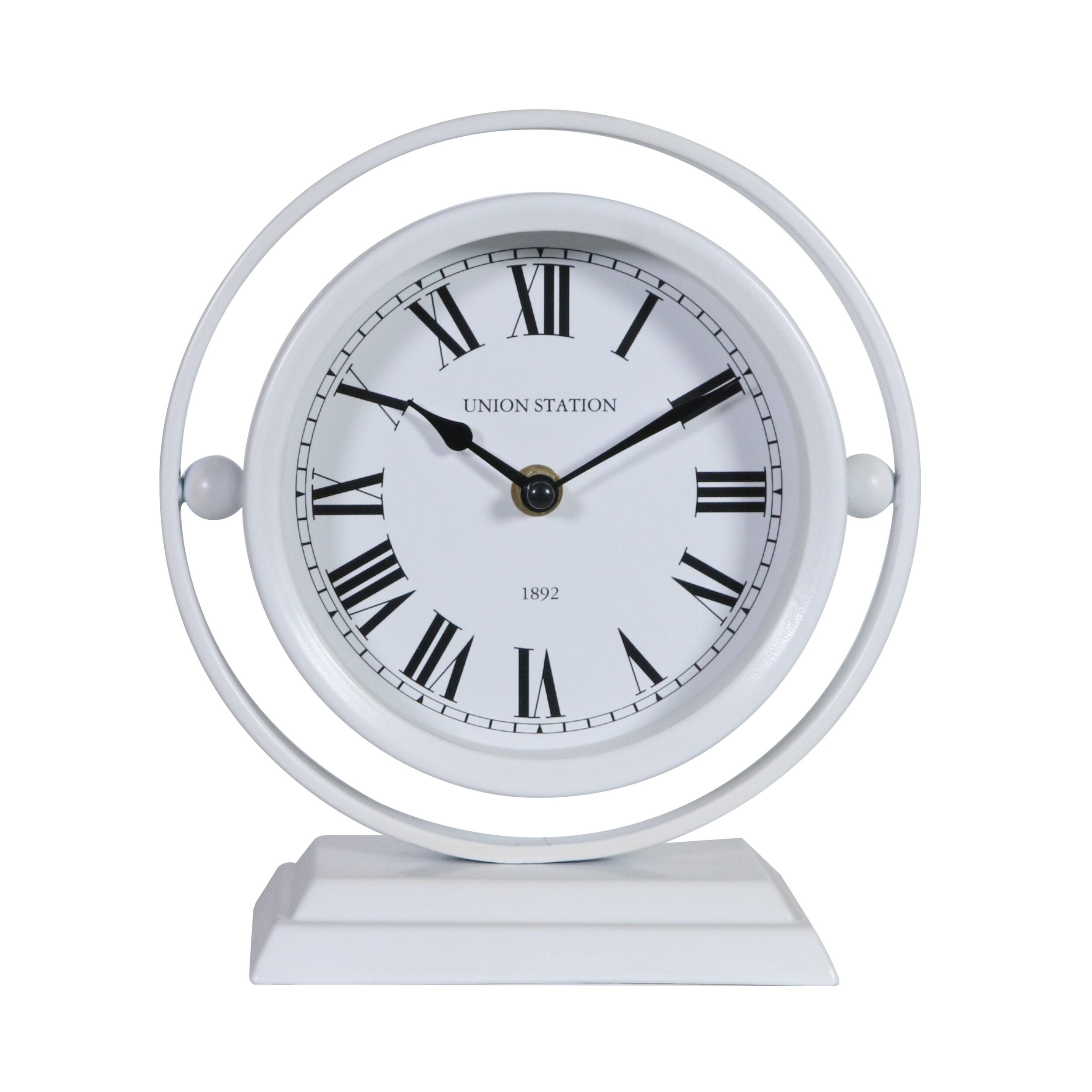 Iron Sphere Mantel Clock White