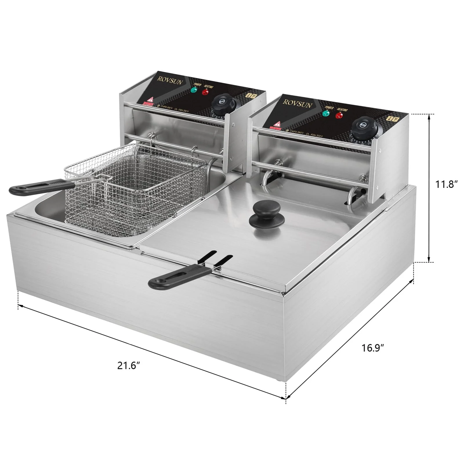 ROVSUN 22.8QT Electric Deep Fryer w/ 2 Baskets & Lids
