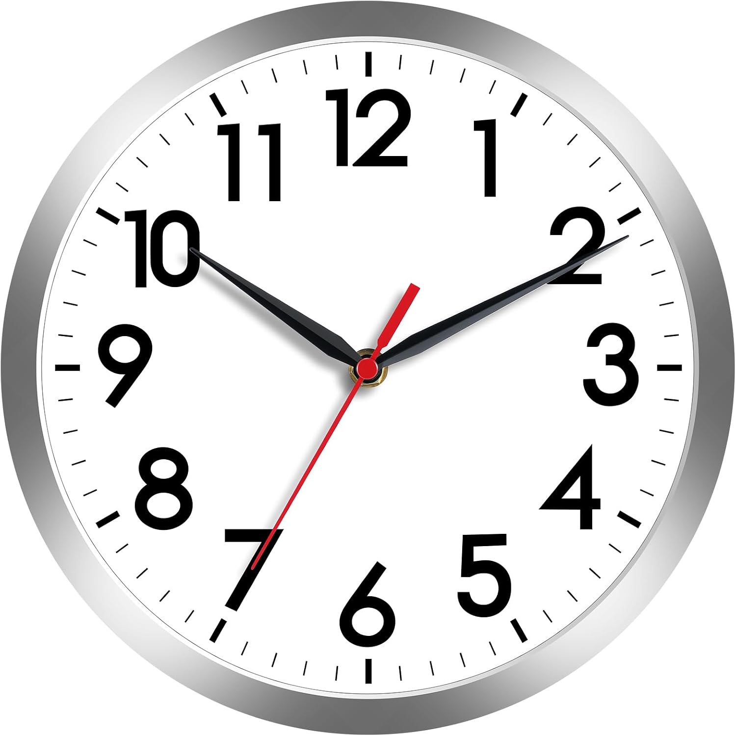 AKCISOT 10 Inch Wall Clock, Silent Battery Operated Analog Clock, Black |   Classroom |   Kitchen |   Office |   Easy to Read Numbers |   Garage