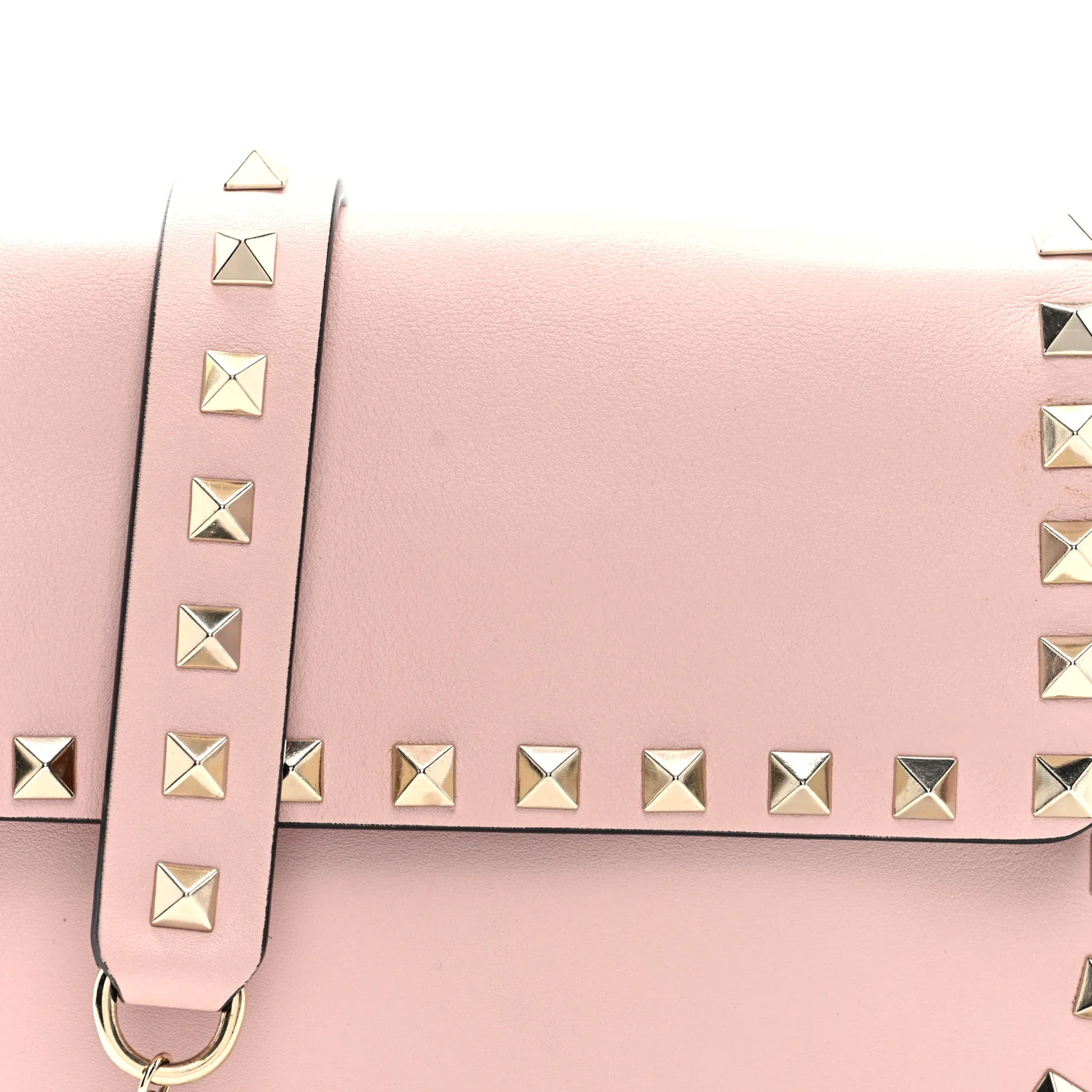 Vitello Rockstud Crossbody Saddle Bag Water Rose