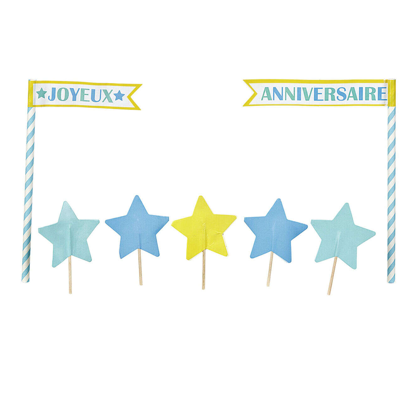 Décoration gâteau Joyeux anniversaire et étoiles