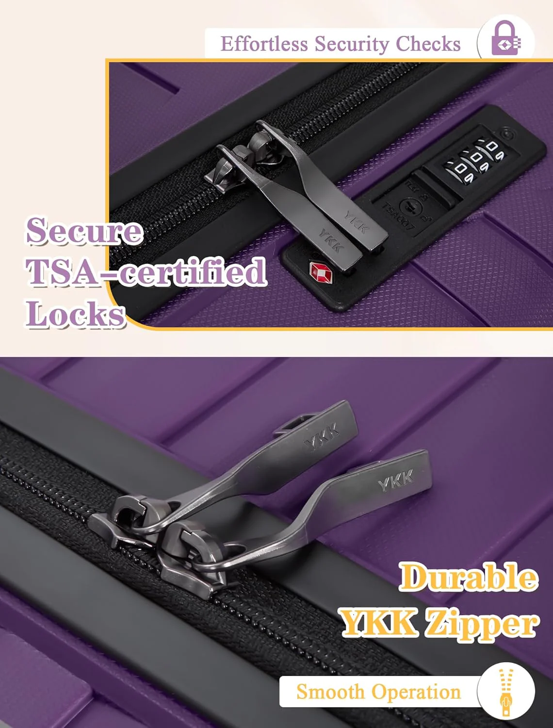 Ensemble de 5 valises à roulettes, valise rigide en ABS avec roulettes multidirectionnelles