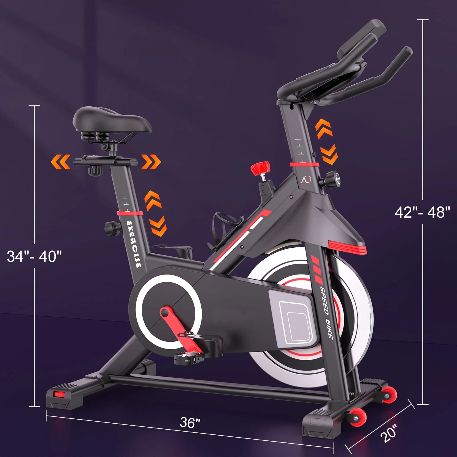 Exercise Bike for Home,Heavy Duty Indoor Stationary Bike with Comfortable Seat Cushion,300lbs Max Weight Capacity,Home Gym Cardio Workout Equipment(Black-B) - Image 8