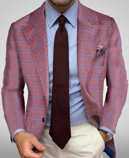 Blazer à carreaux à col revers et simple boutonnage