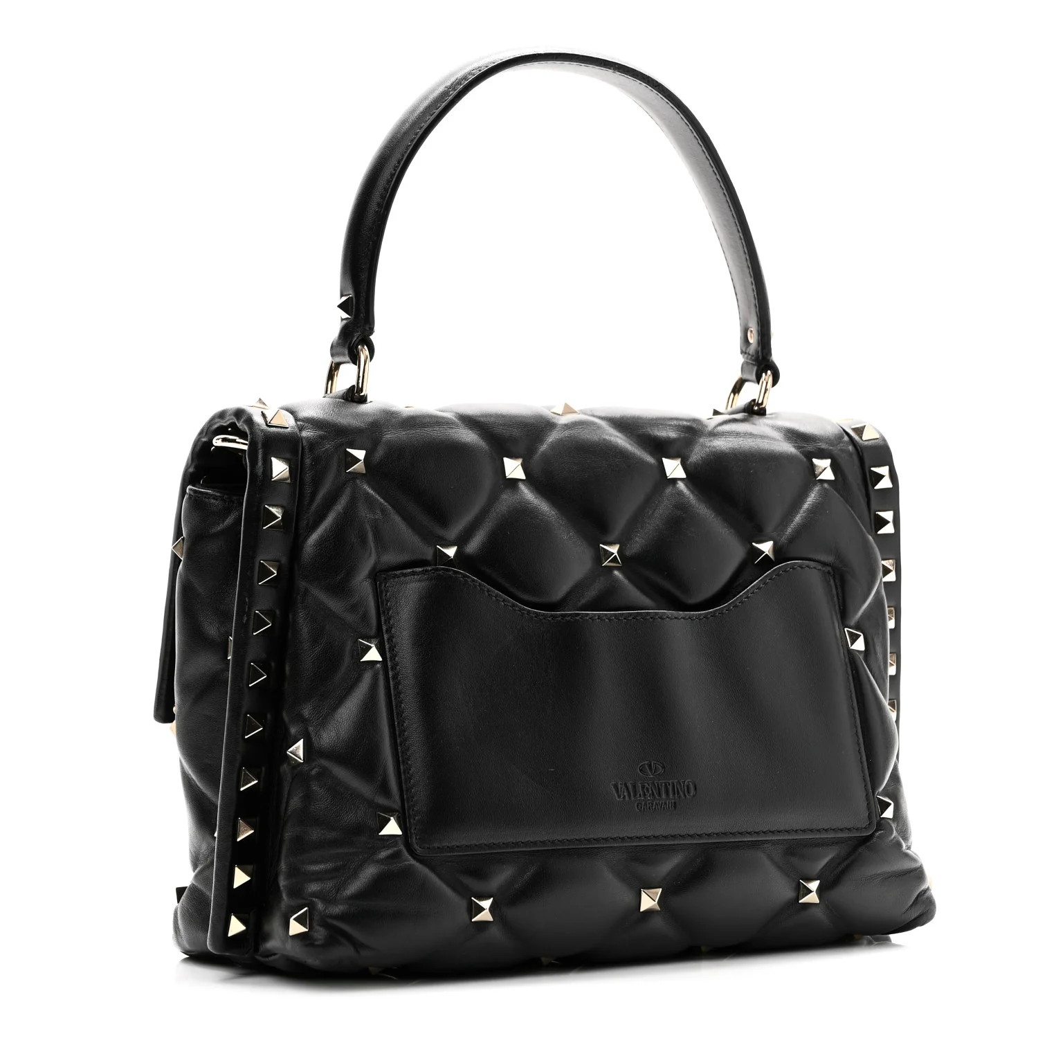 Lambskin VLTN Print Candystud Top Handle Bag Black