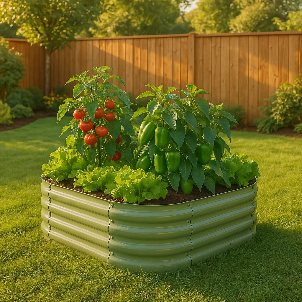 NuVue Products RIGID-Cast 4-in-1 Green Modular Raised Garden Bed 42 x 42 x 14