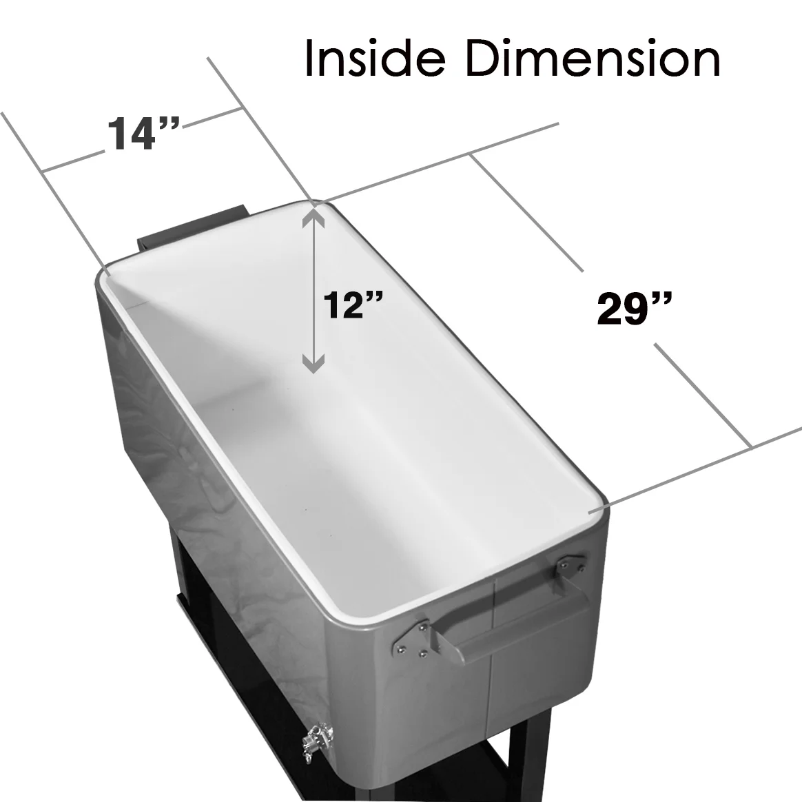 Grey 80 Qt Quart Rolling Cooler Ice Chest Beverage Bar for Patio - Image 4