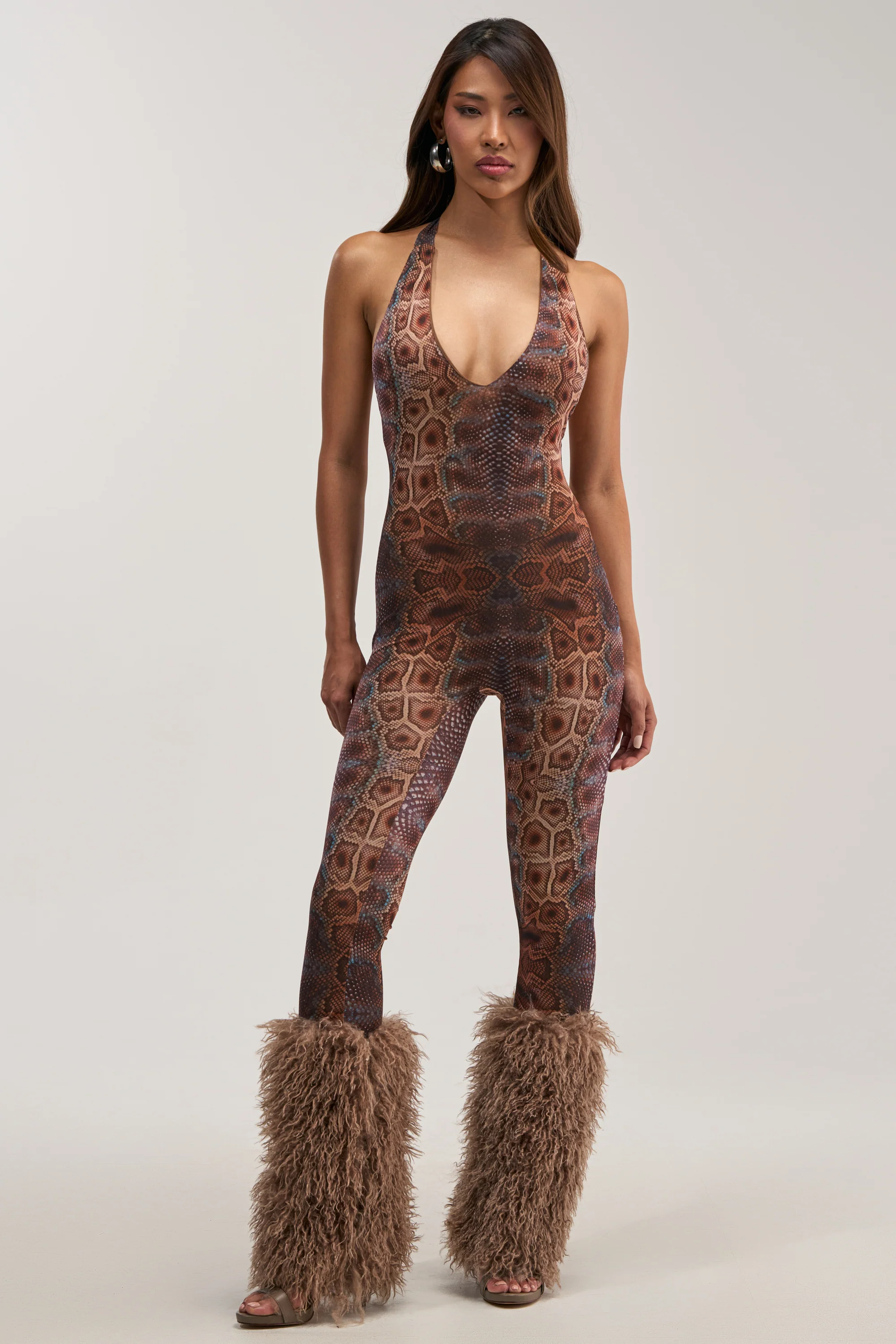 KEEPIN IT SIMPLE MESH JUMPSUIT IN SNAKE - Akira Store