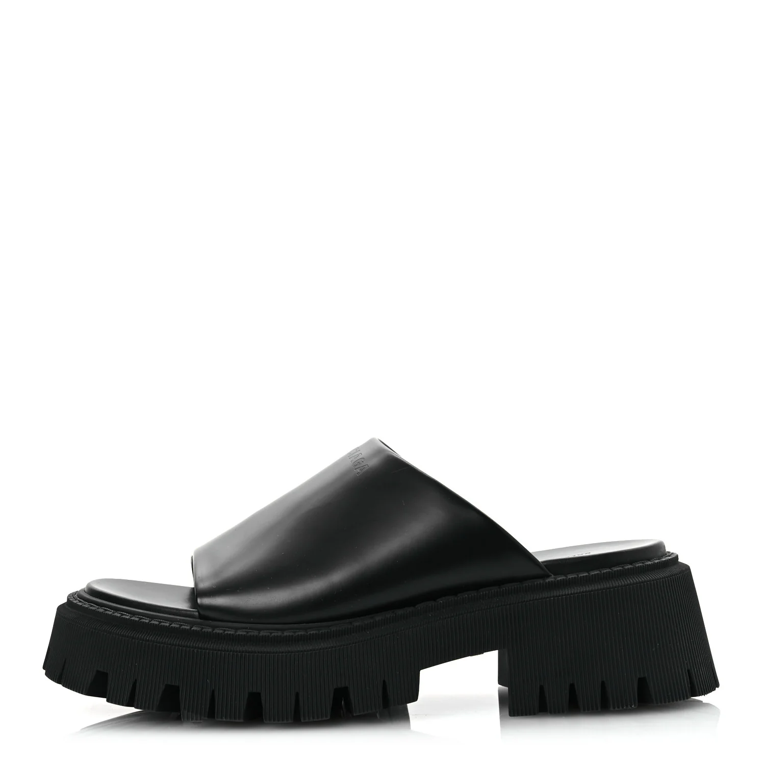 Jive Smooth Calfskin Logo Embossed Womens Tractor Platform 38 Black