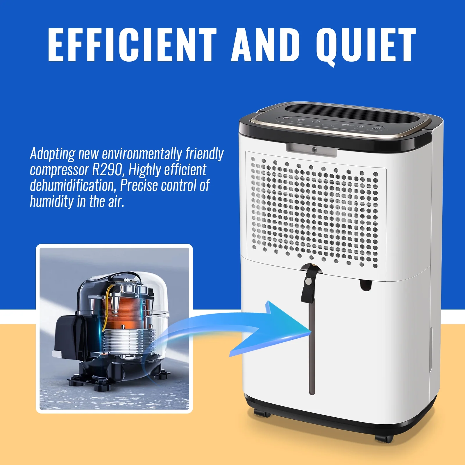 Dehumidifiers 15 Pints Max for 1000 Sq ft for Basements Home with Drain Hose, 24Timer, New(1.6 gal) - Image 7