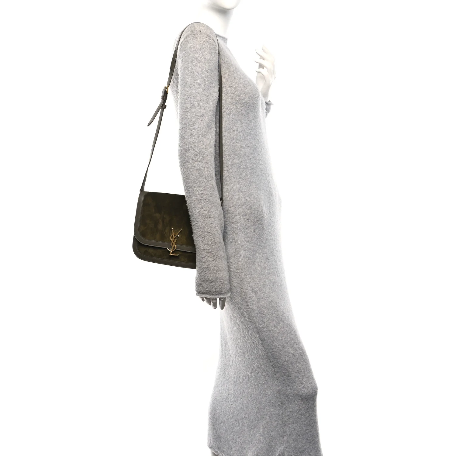 Suede Smooth Calfskin Monogram Medium Solferino Soft Satchel Olive