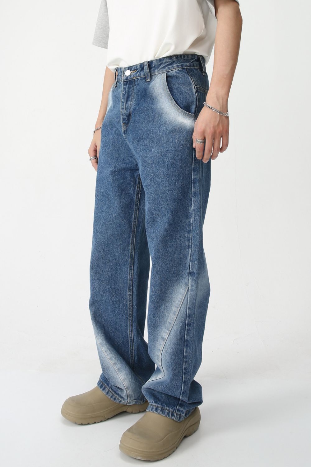Men’s Tie-Dye Washed Straight Leg Jeans