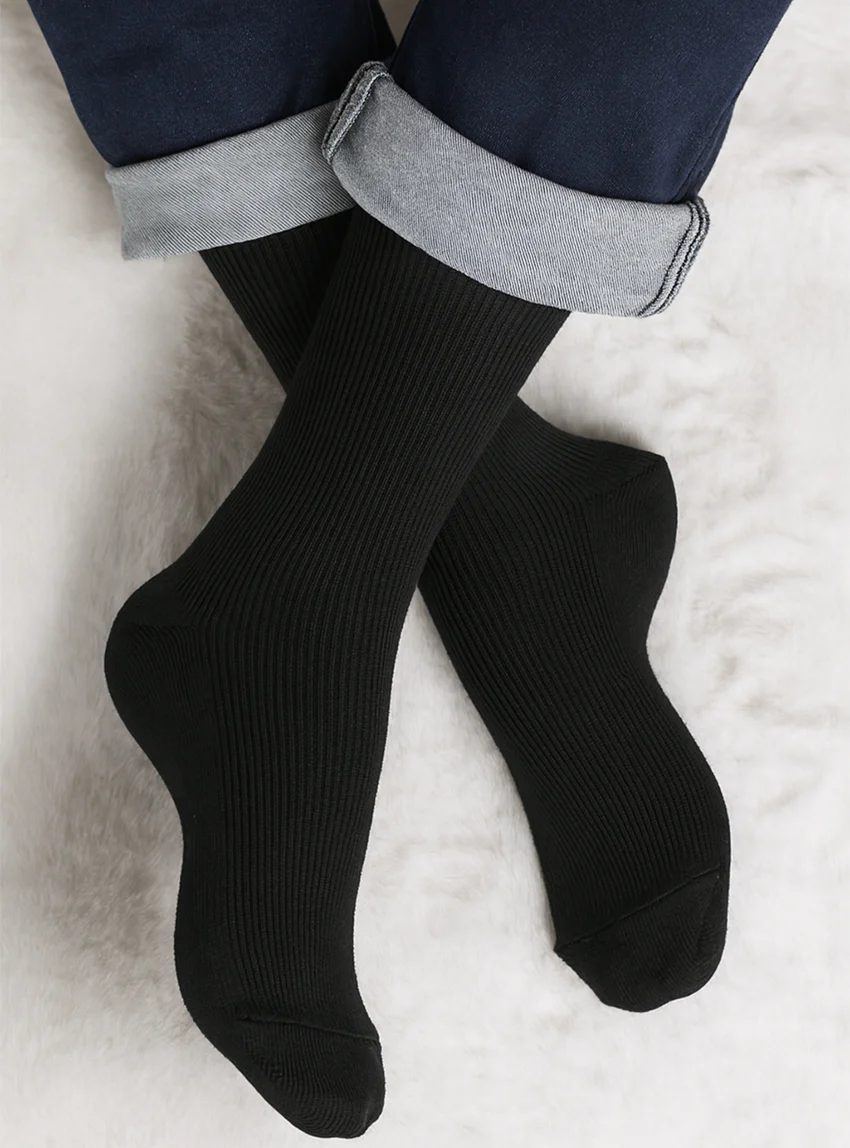 Mi-chaussettes pure laine noires