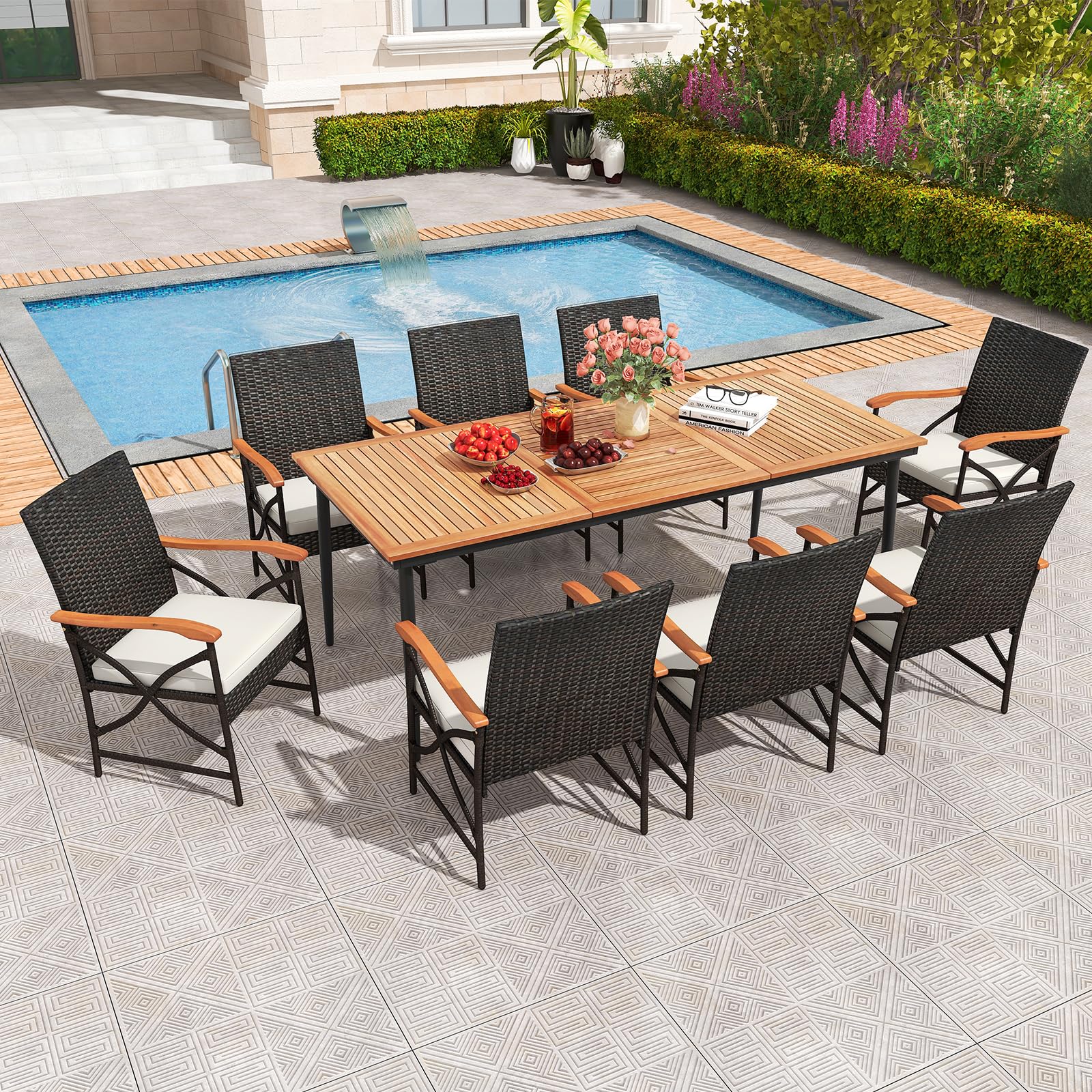 Tangkula 9-Piece Patio Dining Set, 79