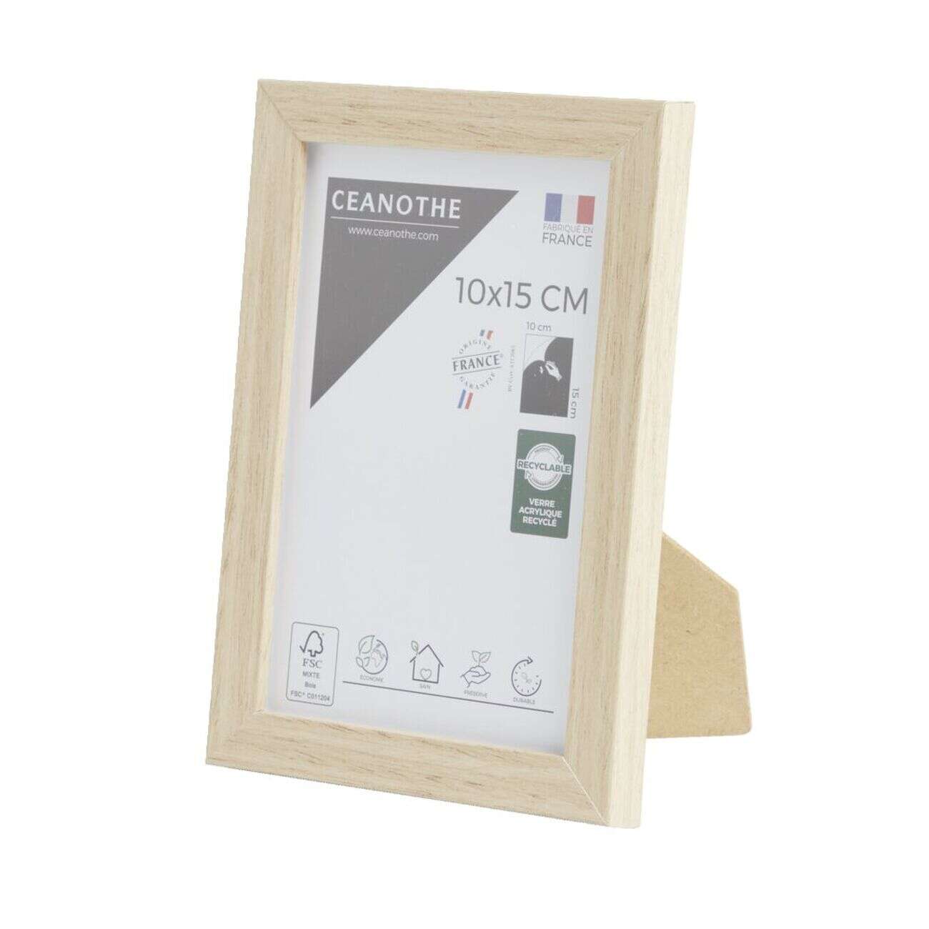 Cadre photo bois clair 12,5x17,5cm pour photo 10x15cm