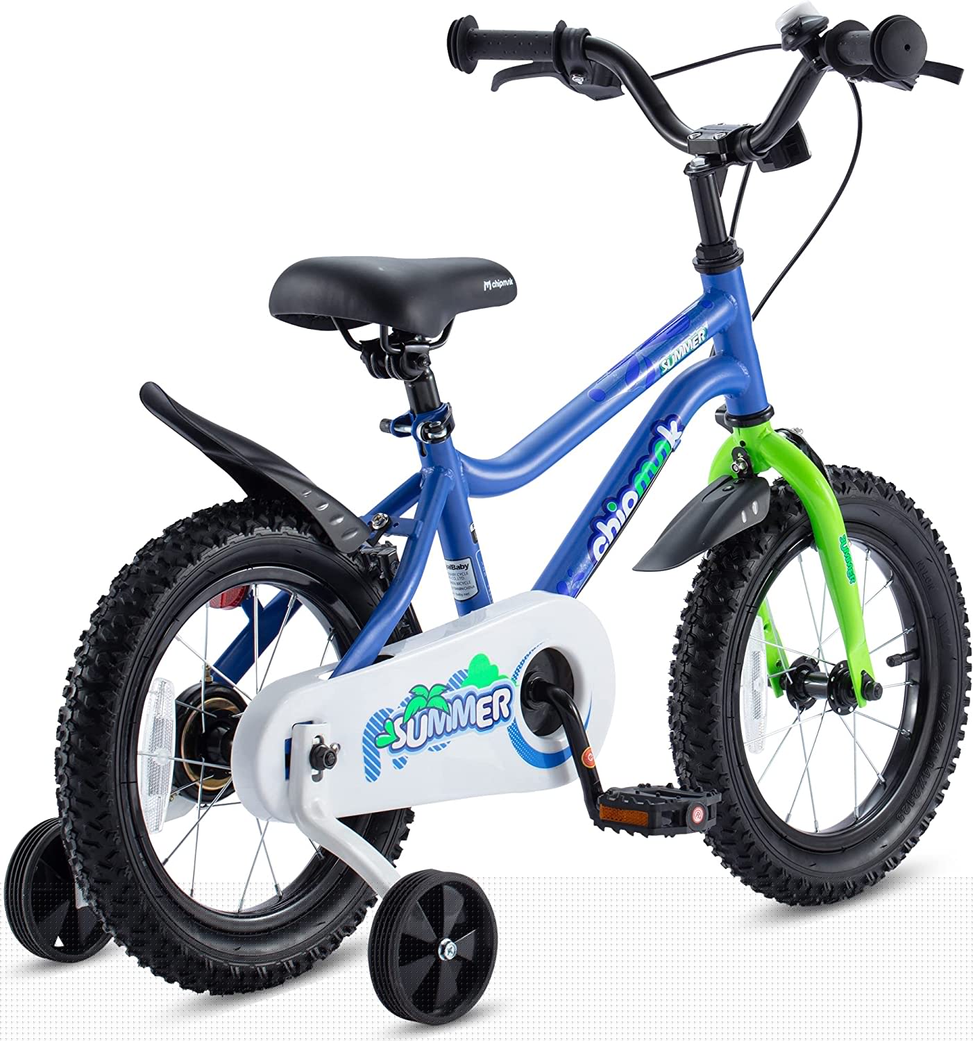 Chipmunk 18 inch MK Sports Kids Bike Summer Blue With Training Wheels and Kickstand - Image 7