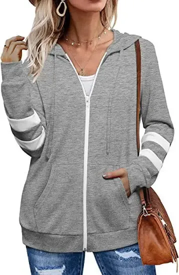 Sophie Paris I Sweat à Capuche Zippé avec Bandes Contrastantes