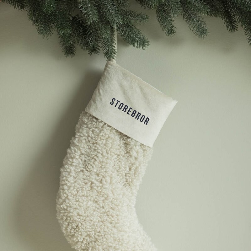 Julesokk teddy 35 cm STOREBROR kremhvit