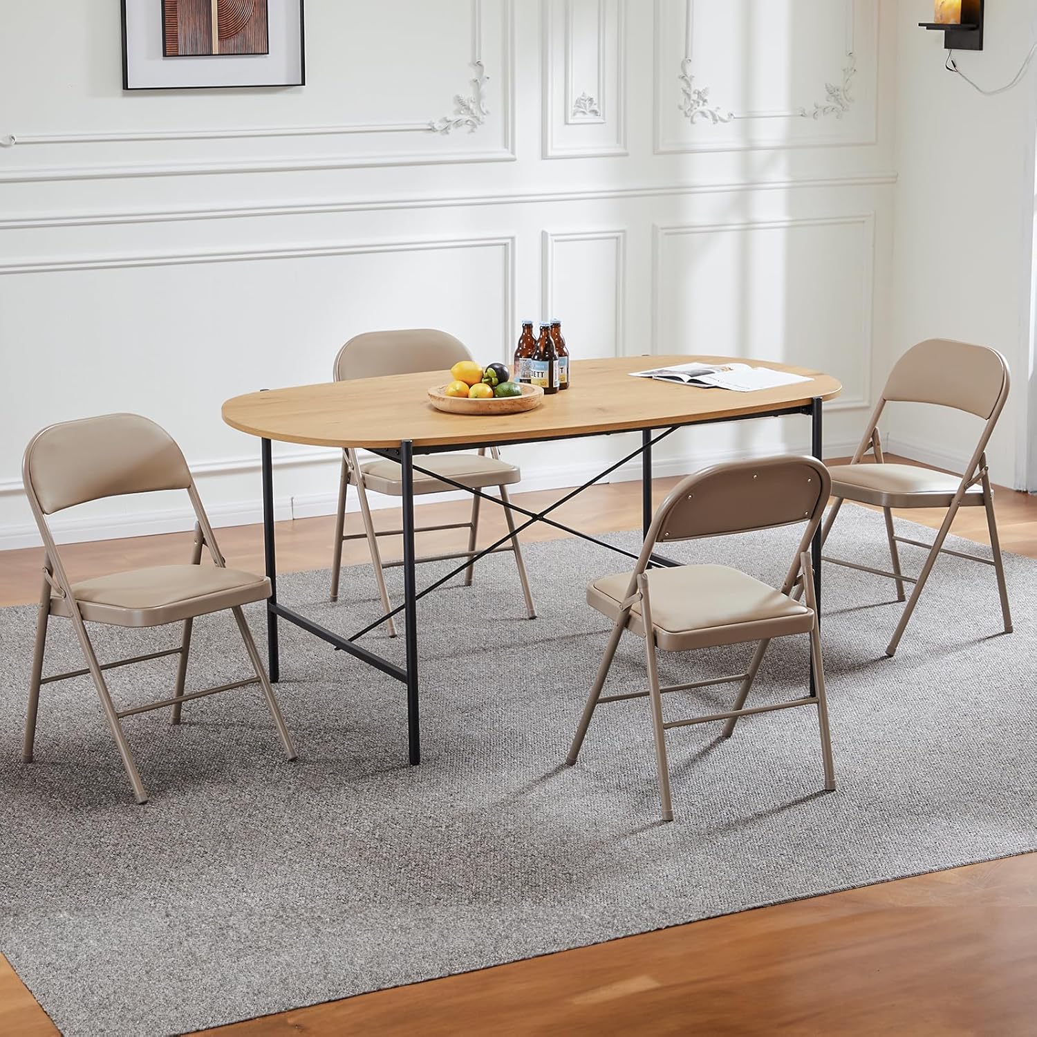 Lot de 12 chaises pliantes Sweetcrispy, chaises pliantes rembourrées en cuir, chaises pliantes robustes en métal