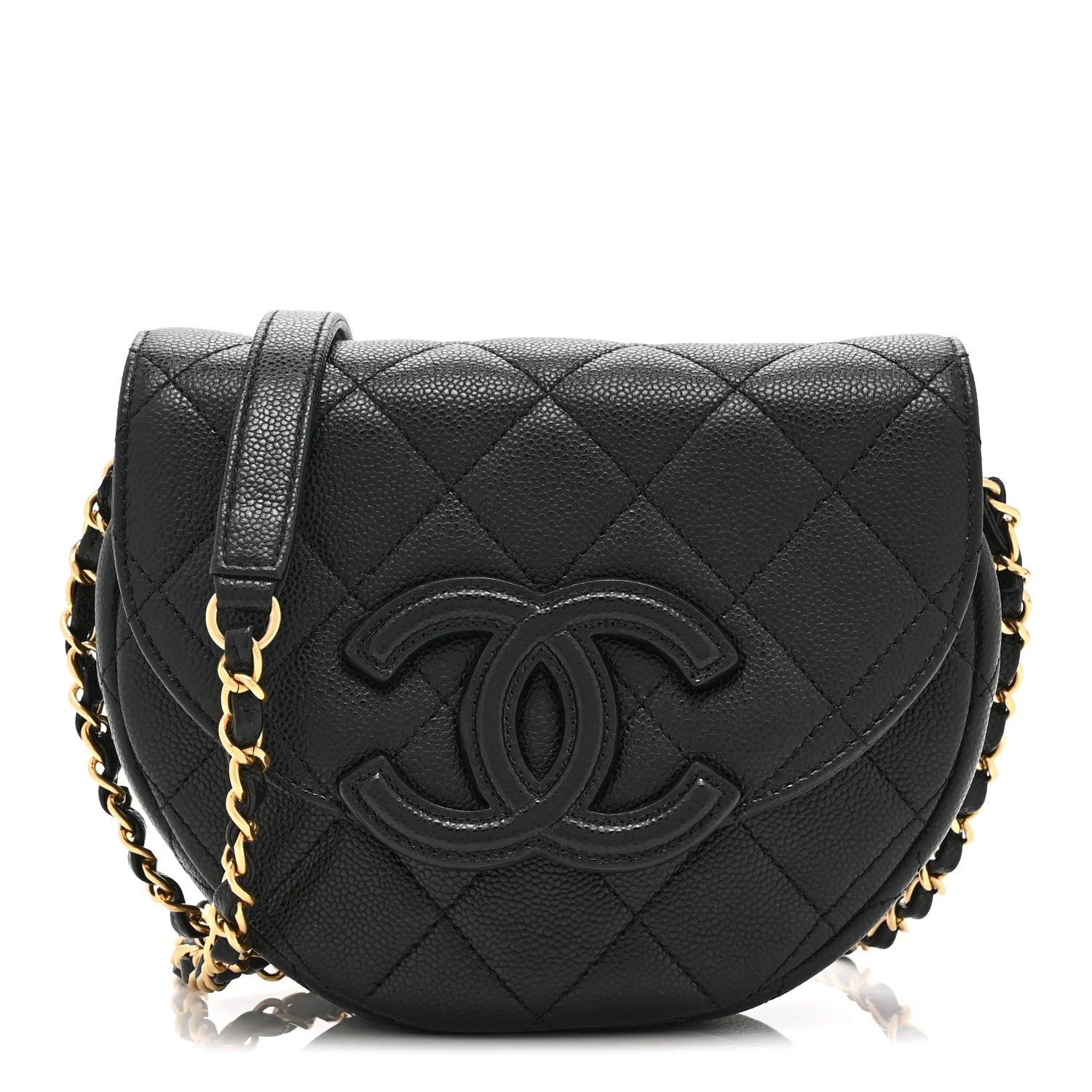 Caviar Quilted Mini Messenger Flap Black