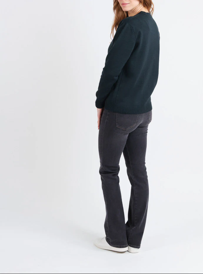 Gilet femme en laine vert sombre