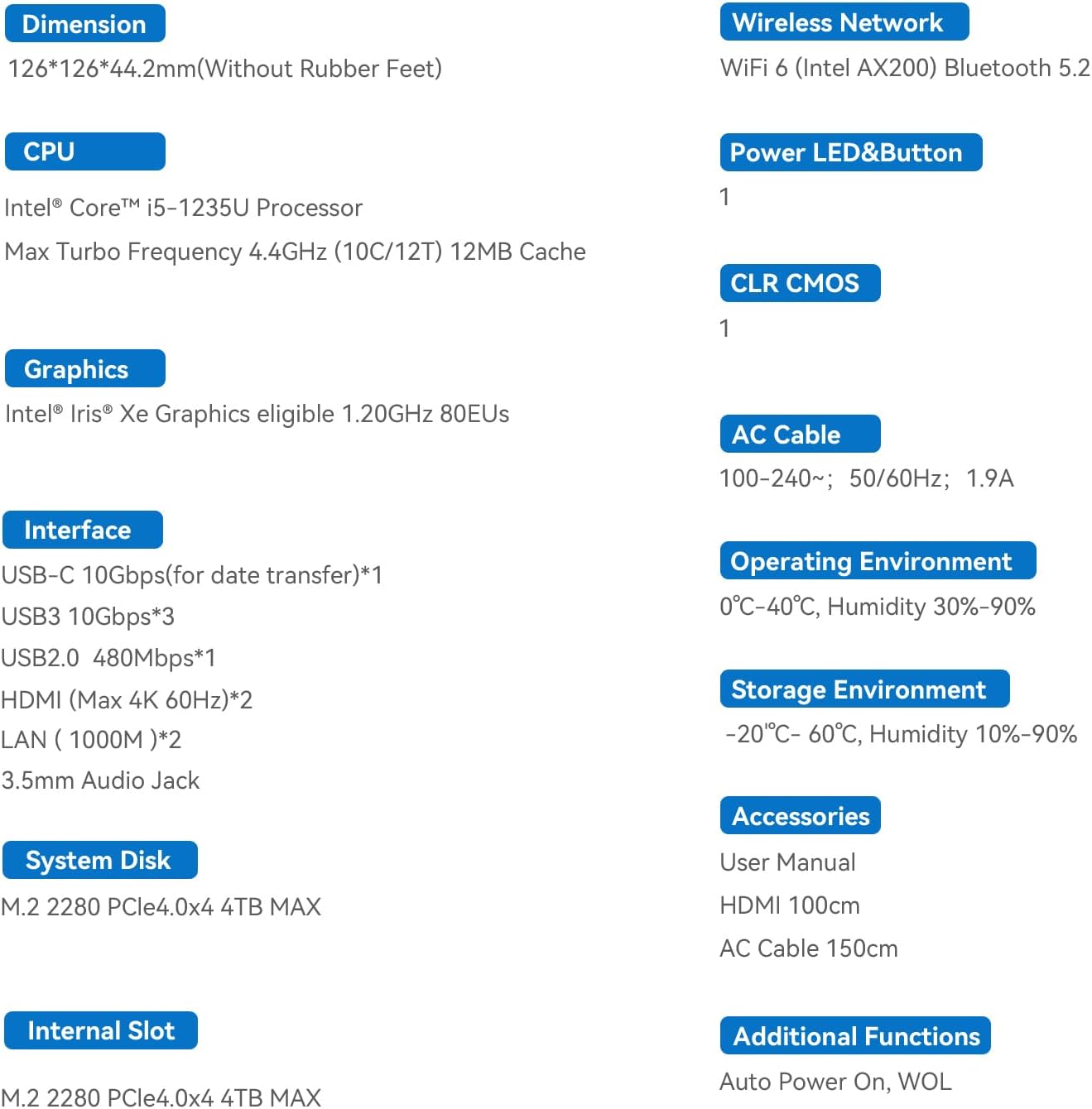 Beelink Mini PC  EQi12 Mini Computers Intel i5-1235U(Up to 4.4GHz) 10C/12T  Micro PC 16GB DDR4 RAM 500GB M.2 NVMe SSD  Desktop Computer 4K@60Hz/HDMI&DP/WiFi6/BT5.2/Gigabit Ethernet/HTPC/W-11 Pro