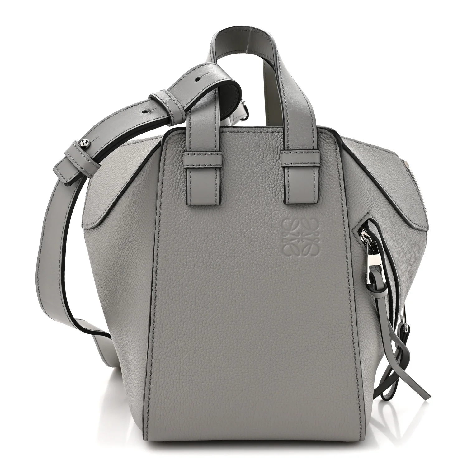 Grained Calfskin Mini Hammock Shoulder Bag Pearl Grey