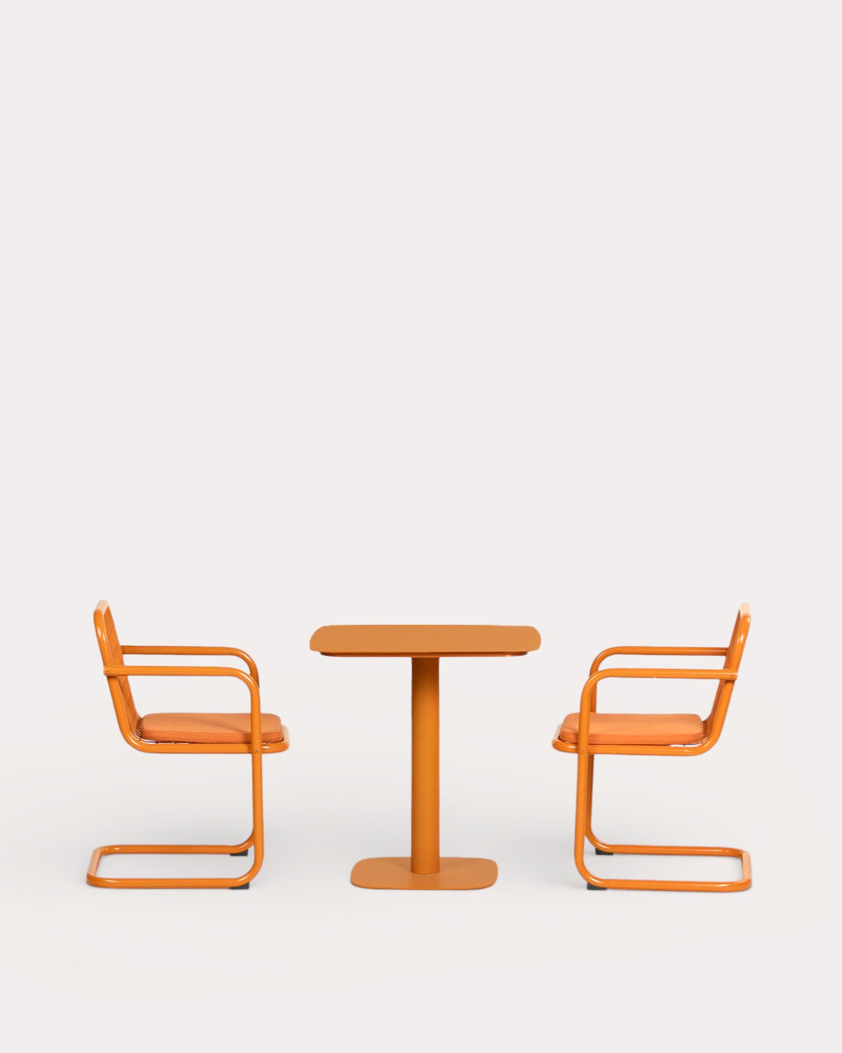 Set Zoilo - Biaritz - Set de Mesa de Comedor Cuadrada (70x70 cm) Zoilo y 2 Sillas con Reposabrazos de Metal Biaritz