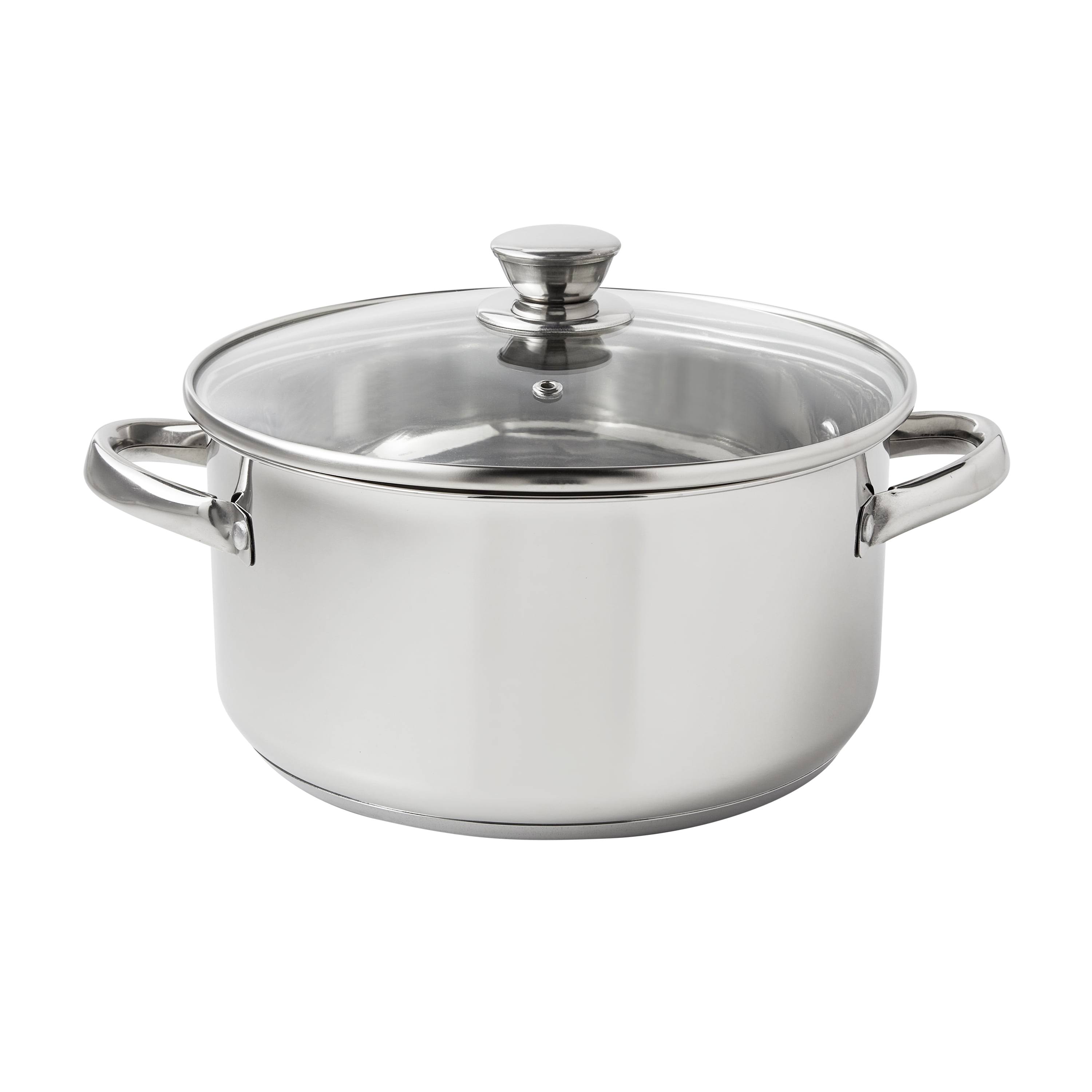 Mainstays Stainless Steel 5-Quart Dutch Oven with Glass Lid, Size: 9.45 inchLarge x 9.45 inchw x 4.88 inchh