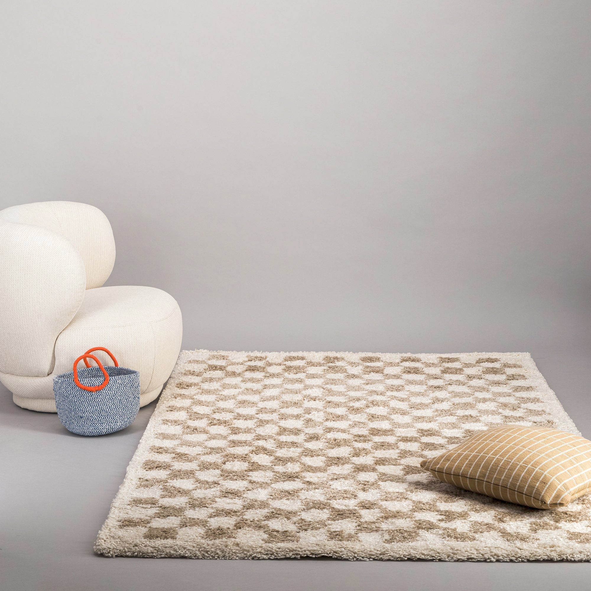 AFK Living vloerkleed Checkers - shaggy - beige