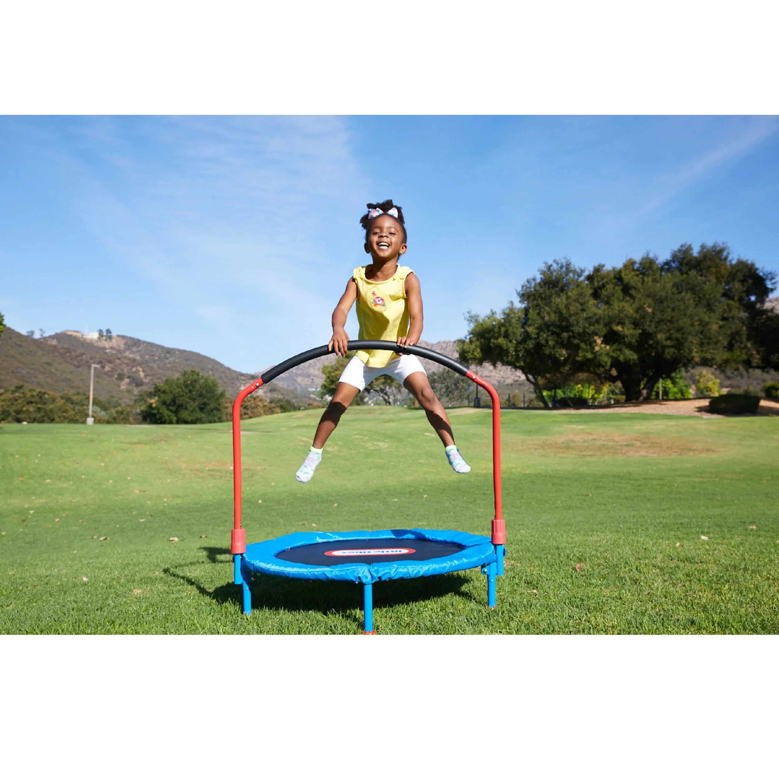 Easy Store 3-Foot Trampoline, with Hand Rail, Blue - Image 3