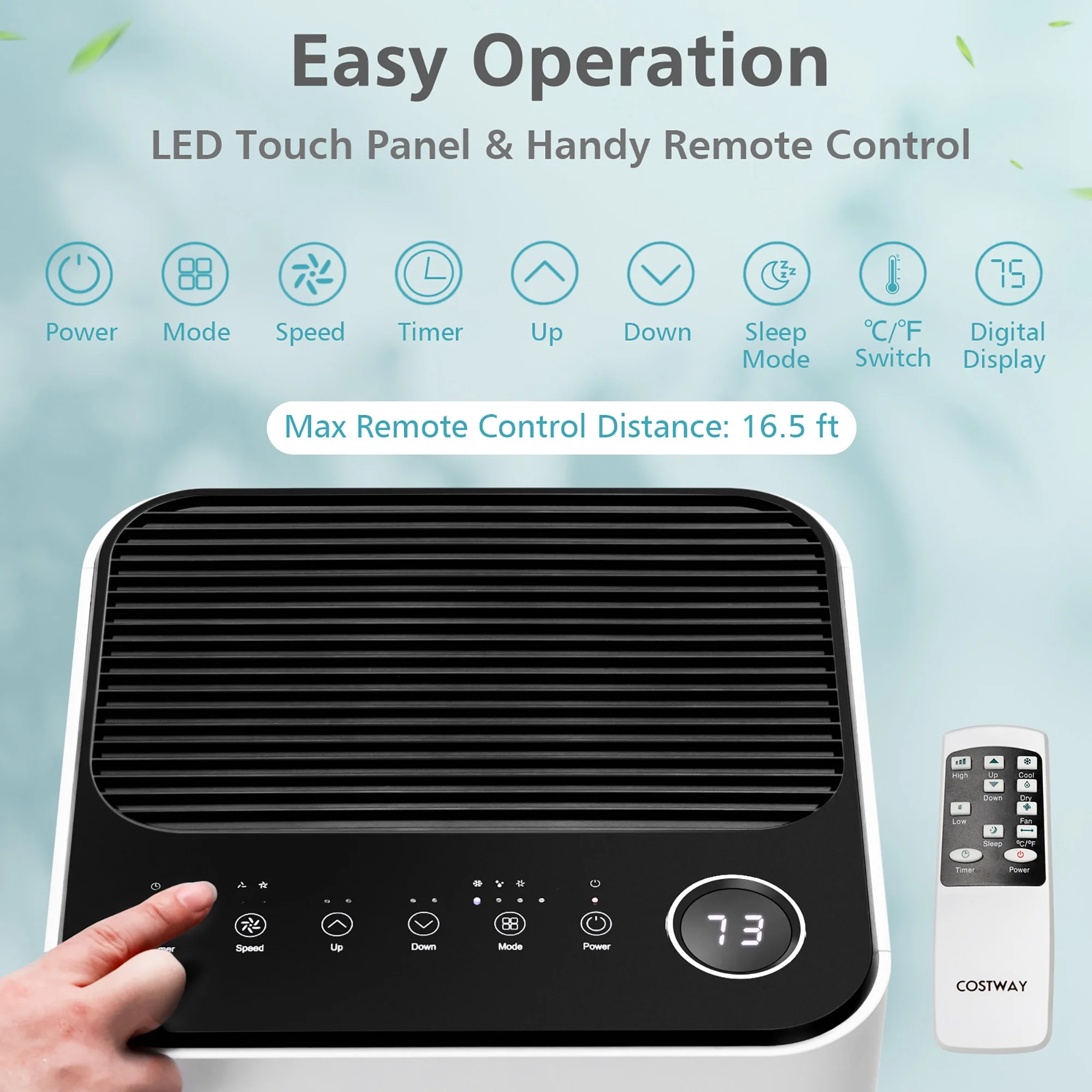 10000 BTU Portable Air Conditioner 3-in-1 Air Cooler with Fan Dehum Sleep Mode - Image 4