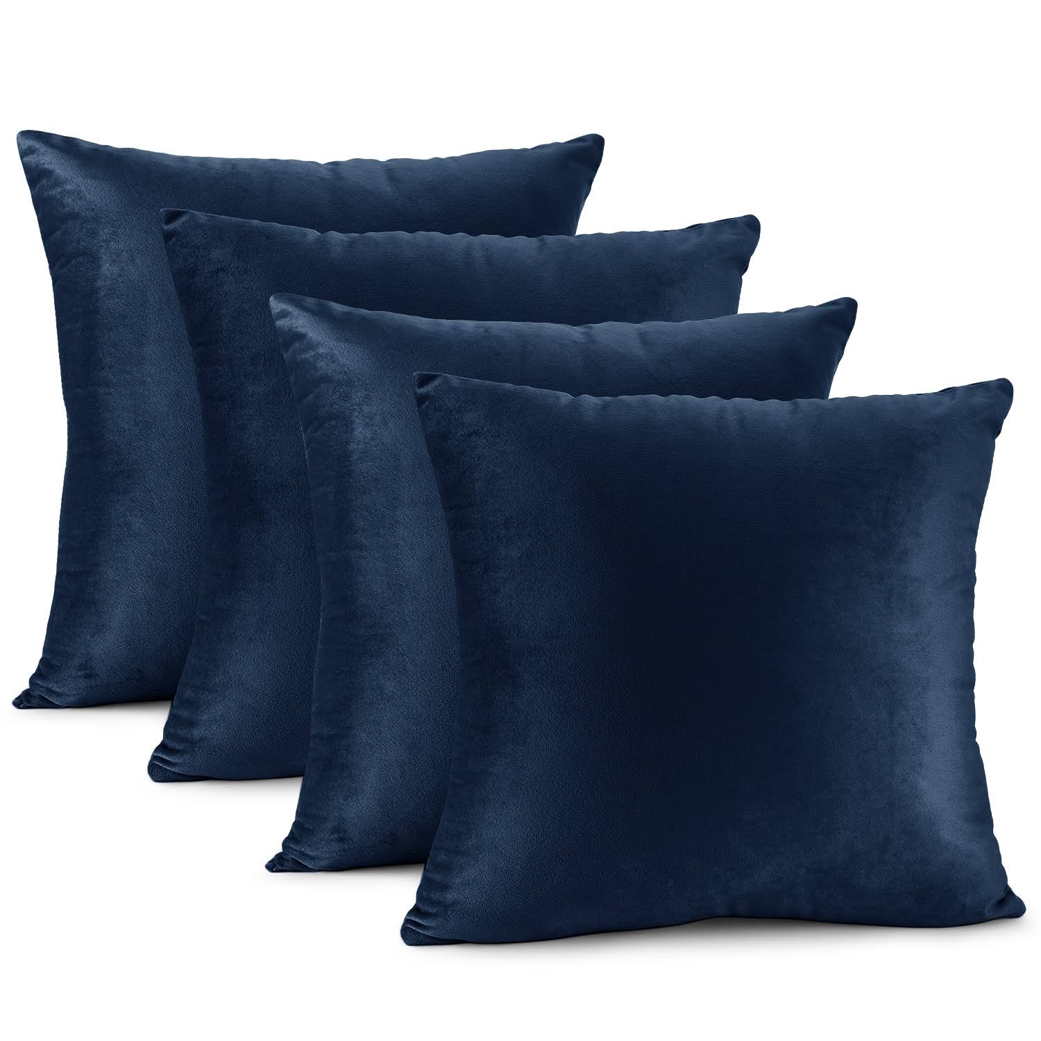Nestl Velvet Throw Pillow Covers Solid Square Soft Decorative Pillow Cover for Sofa, 20 inch x 20 inch, Navy Blue, Pack of 4, Size: 20 x 20