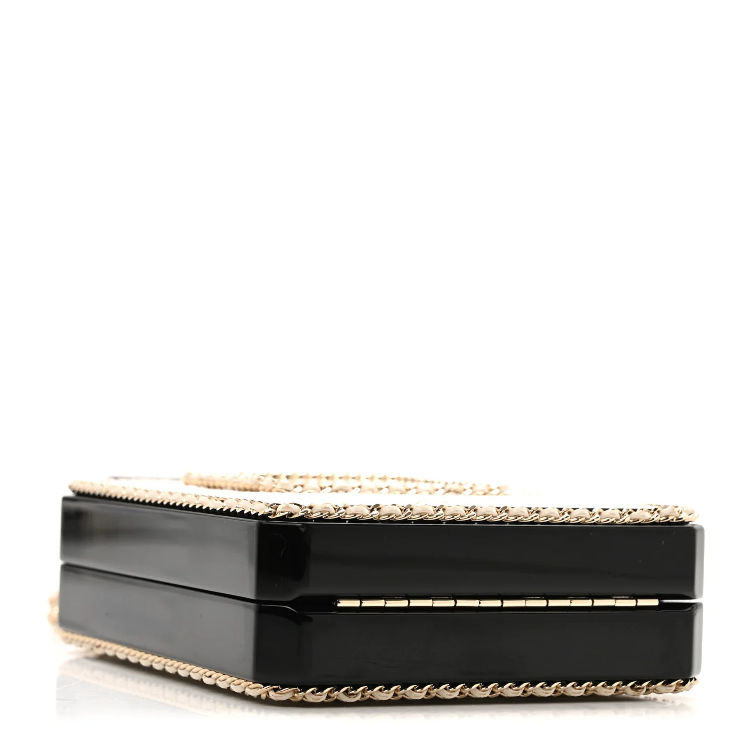 Plexiglass Lambskin Quilted Perfume Bottle Clutch White Black