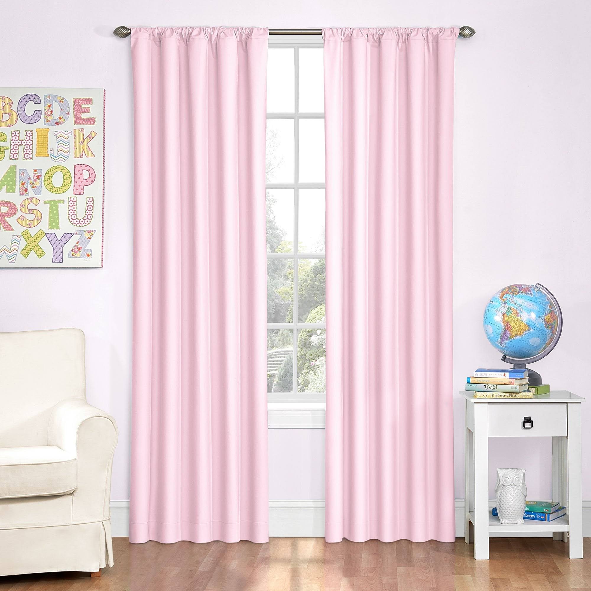 Eclipse Kids Microfiber Blackout Window Curtain, Pink, 42x84