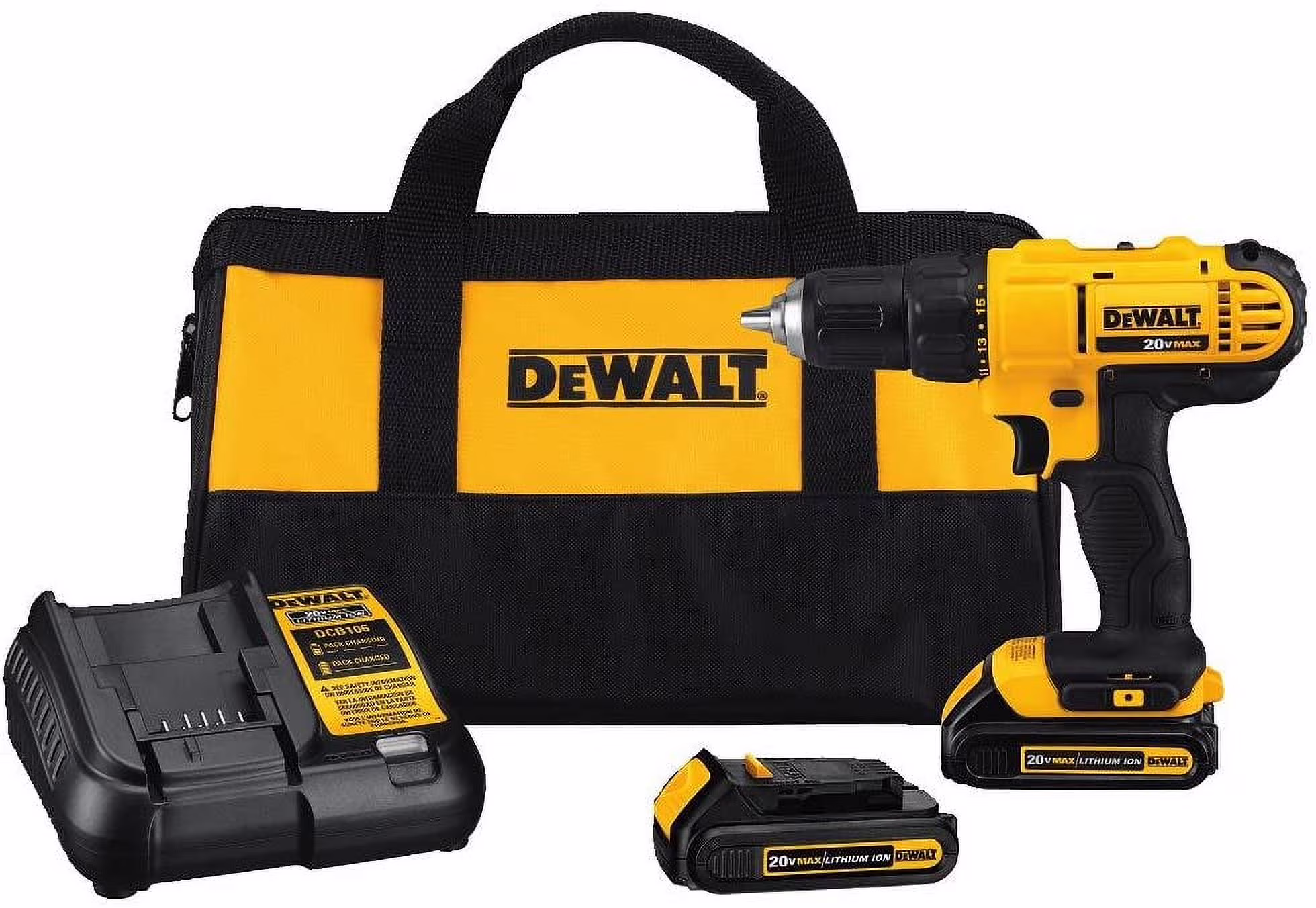 20V Max Cordless Drill/Driver Kit, Compact, 1/2-Inch (DCD771C2), Yellow(Yellow)