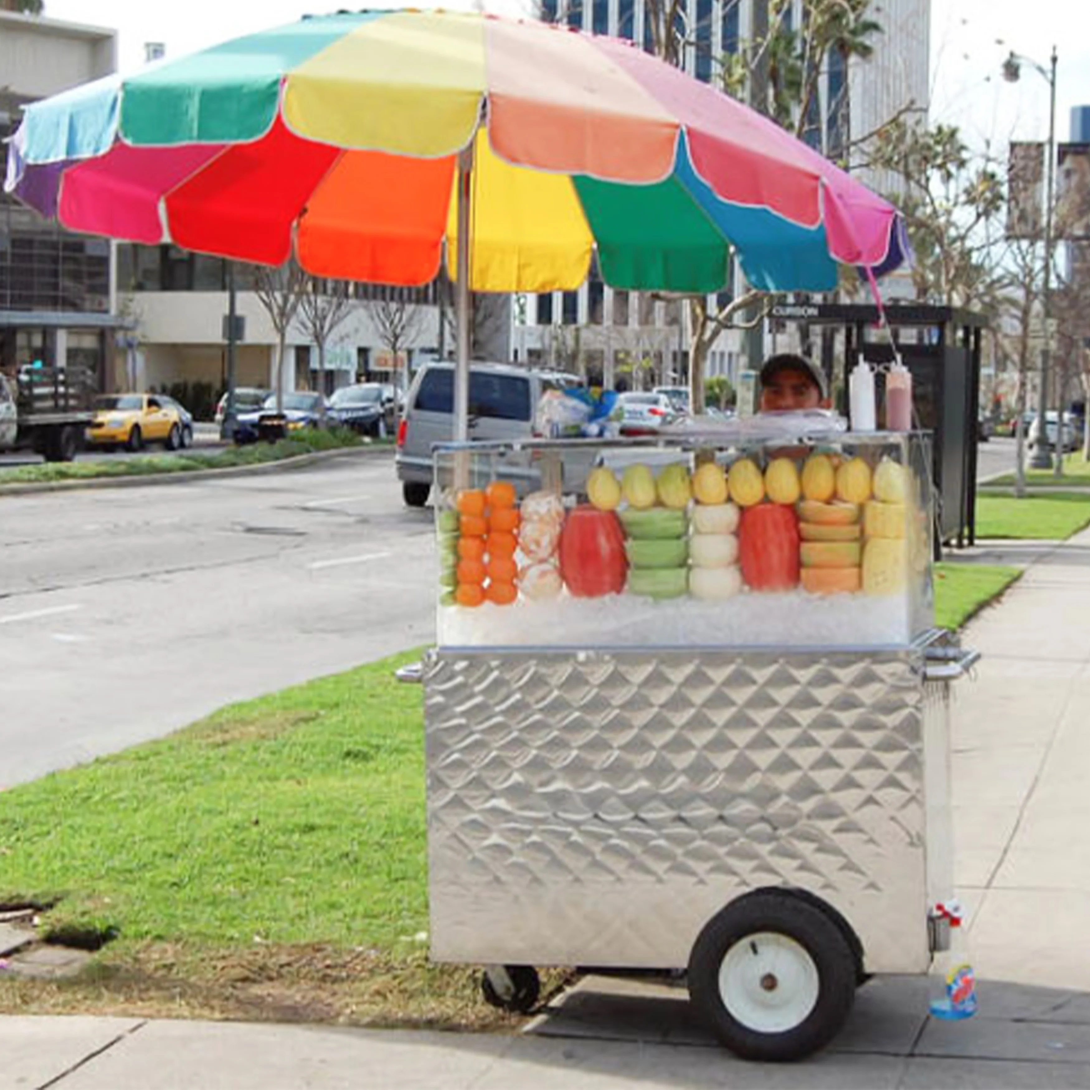 44'' Commercial Street Vendor Carro de Fruta Fruit Cart Concession Stand Street Fruit Cart