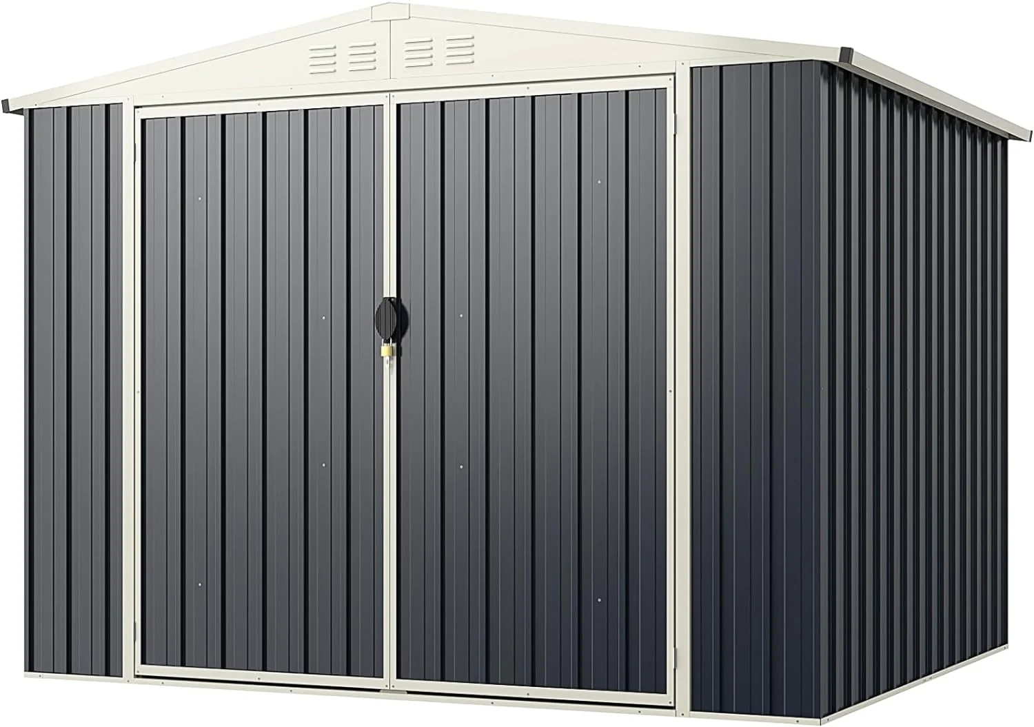 Metal Outdoor Storage Shed, Snap-on Structures for Efficient Assembly, All-Weather Color Steel Utility Storage House