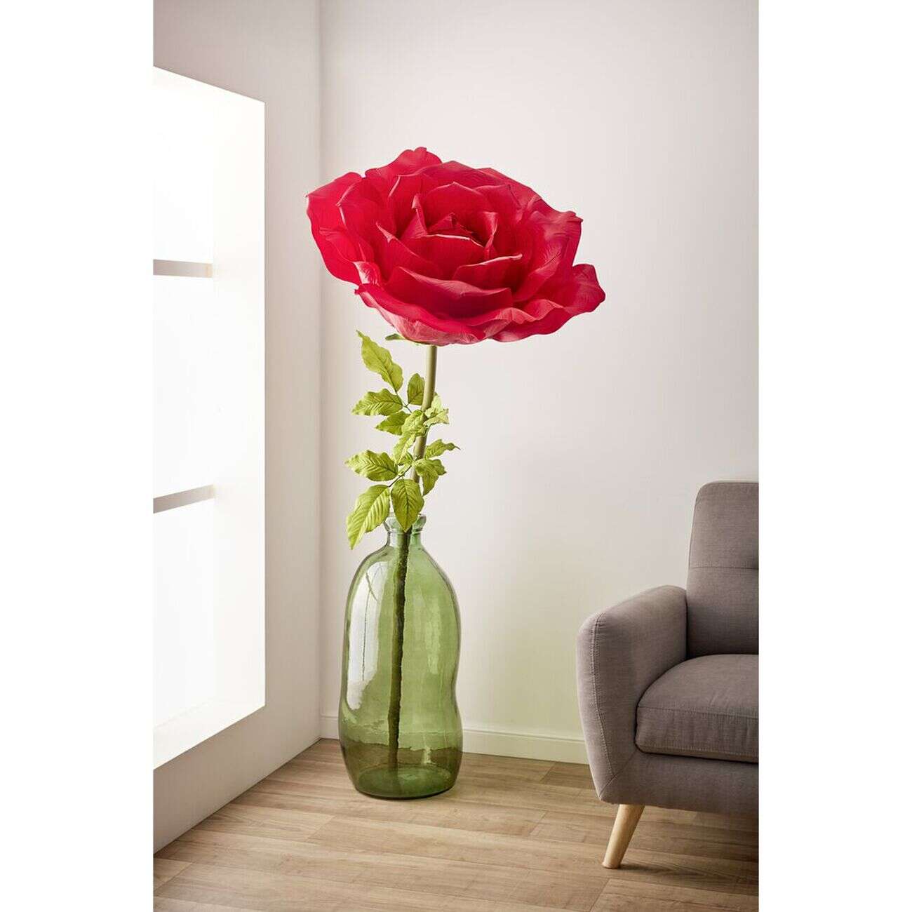 Fleur artificielle rose rouge tige XXL H170cm