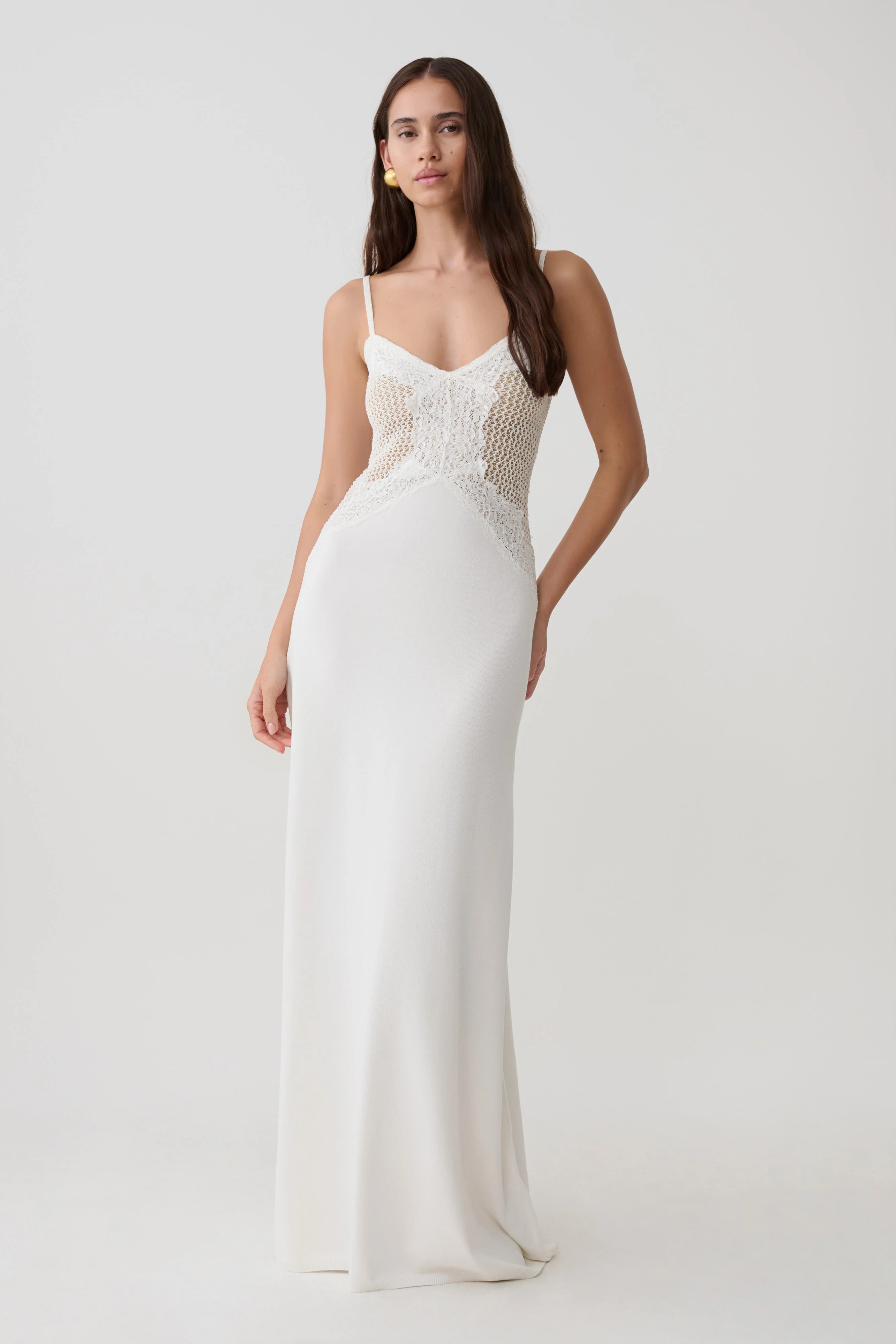 Bray Knit & Lace Maxi Dress - Ivory
