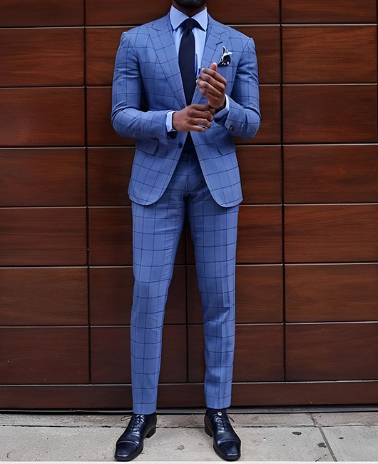 Ensemble 2 pièces OK Elegant à carreaux : blazer slim fit à deux boutons et pantalon crayon, col à revers.