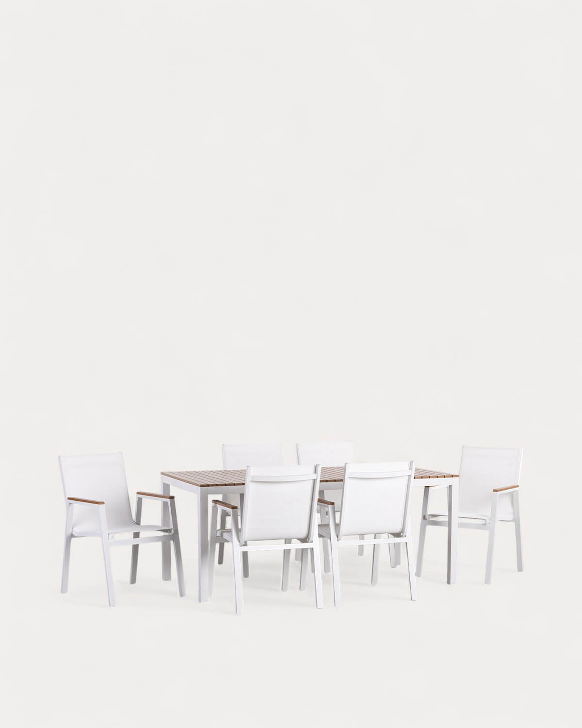 Korce - Set de Mesa de Aluminio (180x90 cm) y 6 Sillas de Exterior Korce