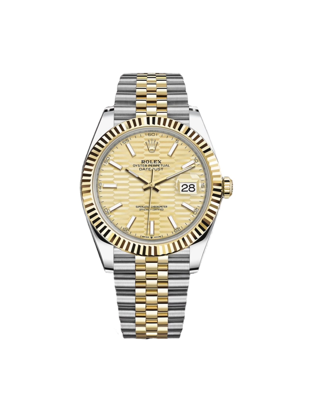 [Super Clone]RLX  Datejust 41mm Swiss Replica Watch | Two Tone Jubilee Bracele Champagne Fluted Dial Ref 126333