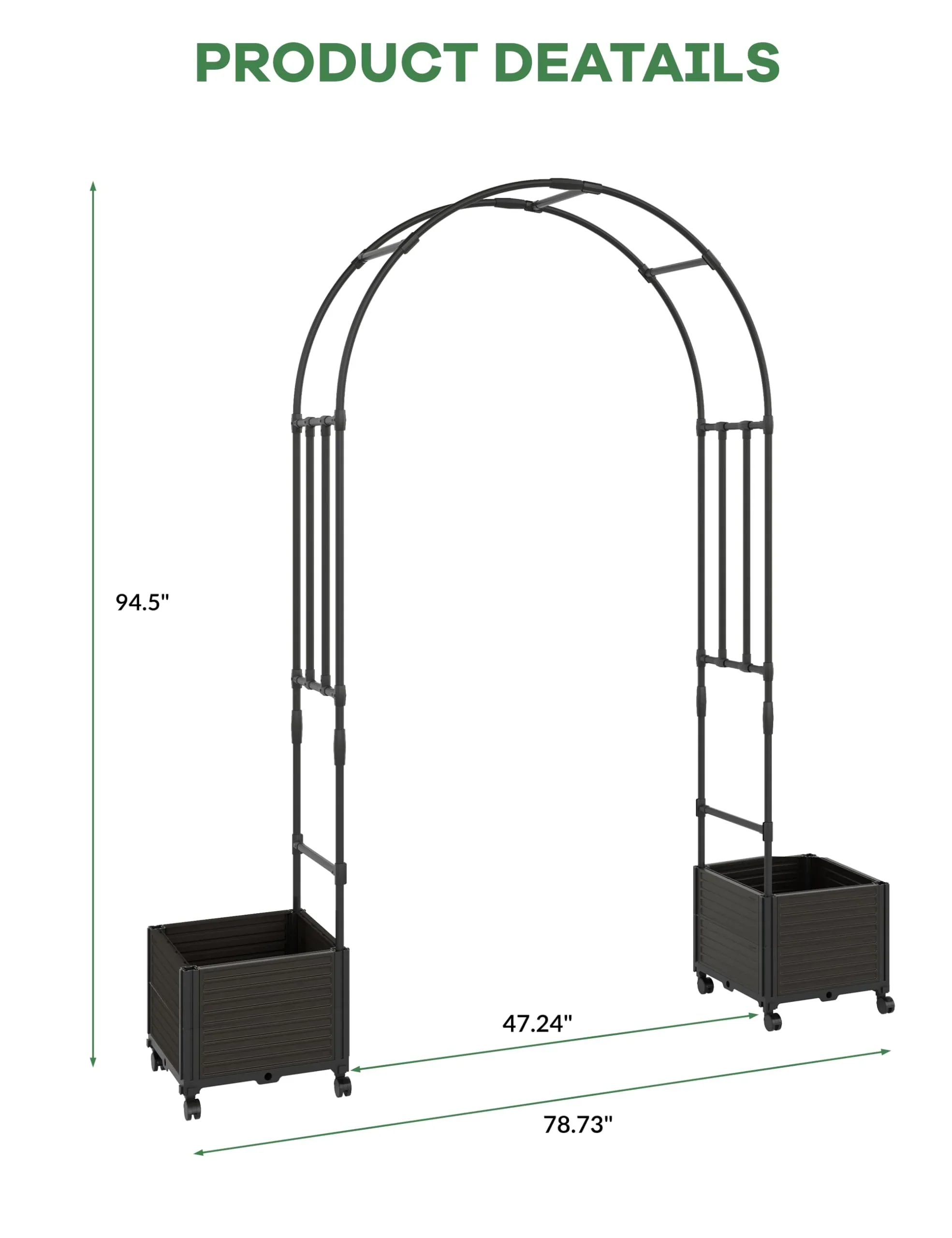 Riedhoff Span 47.2 Steel Garden Arch Trellis for Climbing Plants,Outdoor Garden Arbors and Arches